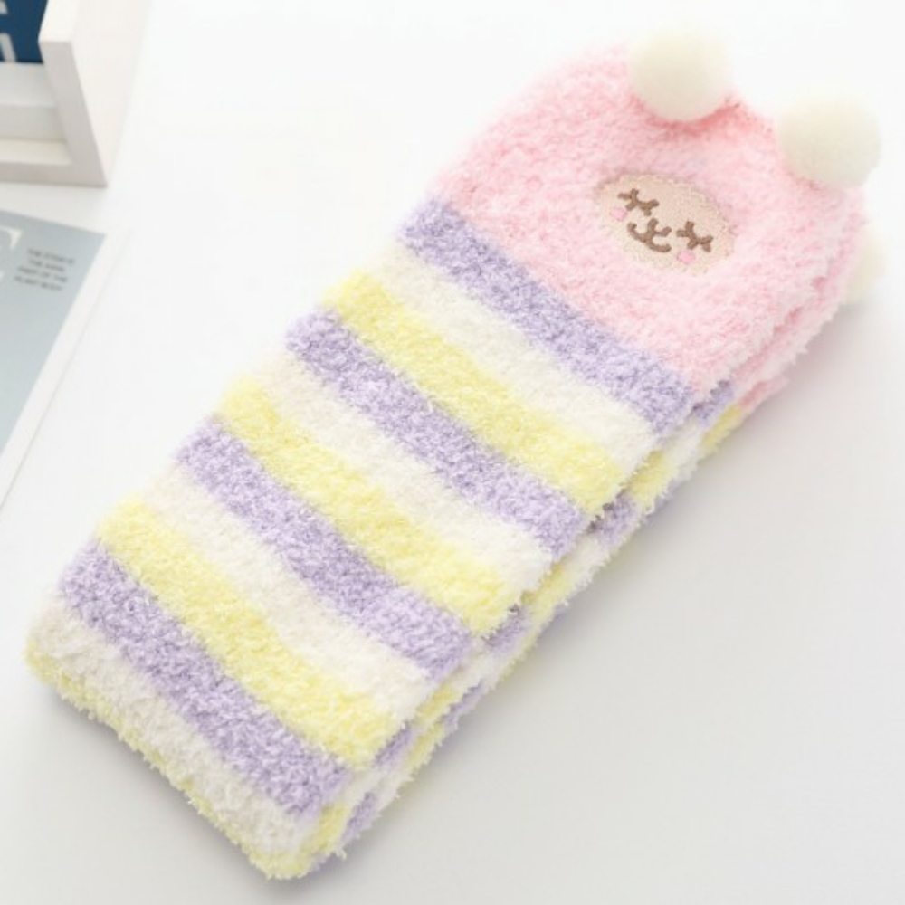Fluffy Winter Socks Cute COLORFUL LLAMA STRIPES